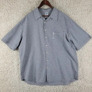 Old Navy Seersucker Shirt Men's 2XL Black Check Gingham Button Short Sleeve NEW - Picture 1 of 9