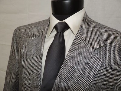 Abrigo Chaqueta Burberry Para Hombre Vintage Gris A Cuadros Pura Seda Cruda 42 Reg Foto 1 de 4