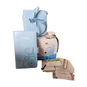 FujiFilm INSTAX Mini 7s CAMERA BUNDLE "Light Blue" CASE, CAMERA, PHOTO ALBUM Set - Picture 1 of 7
