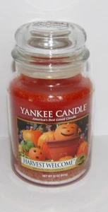 RARE WONDERFUL YANKEE CANDLE HARVEST WELCOME 22 OZ JAR CANDLE - Picture 1 of 7