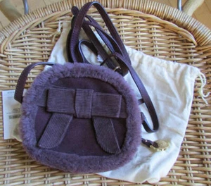 UGG Bag Corduroy Bailey Bow Suede Box Crossbody Port Dark Purple New $155 - Picture 1 of 6