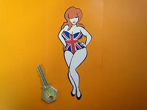 Traje de baño Union Jack pelirroja pin-up niña coche pegatina 6" Hot Rod personalizado carrera retro - Imagen 1 de 1