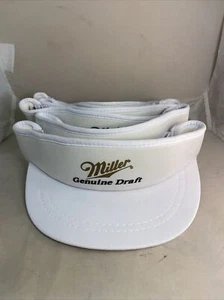 MILLER Genuine Draft Beer Hat New Old Stock Vintage 1990s Adjustable Visor White - Picture 1 of 7
