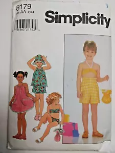 Dress Top Shorts Bathing Suit Hat Bag 2 4 Summer Simplicity 8179 Sewing Pattern - Picture 1 of 8