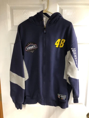 Team Lowe's Racing Jimmie Johnson #48 NASCAR Blue Hoodie Full Zipper SZ XL Cover
