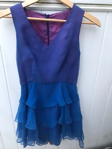 Blue Silk Chiffon Fitted Dress Sz 6 Handmade By Karynjamiedesigns New W Tags - Picture 1 of 7