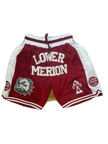 FREE SHIPPING Kobe Bryant Lower Merion High School Embroidered Basketball Shorts Cover