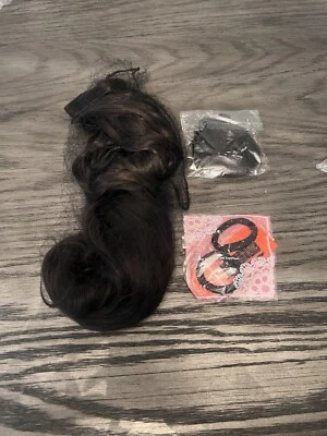 Pieza de pelo cola de caballo sintética larga ondulada de 20 pulgadas - MARRÓN OSCURO - NUEVO Foto 1 de 4