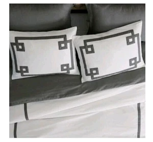 King Pillow Shams Confezione da 2 Villa Greca Ciottolo Bianco Grigio di Noble Excellence - Foto 1 di 6