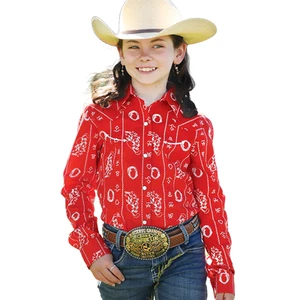 Cruel Denim Girl's Rodeo Graphic Red Western Button Down Shirt CTW3370028 - Picture 1 of 7