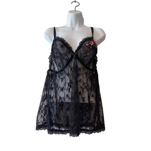Savage X Fenty Little Black Nighty Sheer Floral Rose Design Plus Size 3 X Womens - Picture 1 of 7