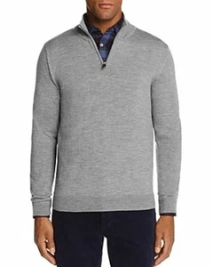 The Men's Store Designer Quarter-Zip Merino Wool Sweater in Med Grey-2XL - Picture 1 of 4