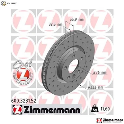 2x BRAKE DISC 600.3231.52 FOR VW CARAVELLE/KOMBI/Bus/TRANSPORTER/Mk EUROVAN 2.0L - Image 1 of 4