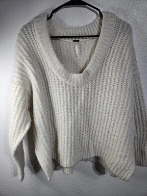 Free People Pullover Cardigan Knit Sweater Womens Size XS White Ivory Winter - Image 1 of 4