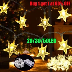 50 LED Star Lights Garden Fairy String Battery Micro Wedding XMAS Party Bedroom - Picture 1 of 15