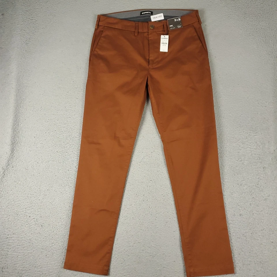 Calça chino Express masculina 31x29 cor ferrugem skinny frente plana - Imagem 1 de 4