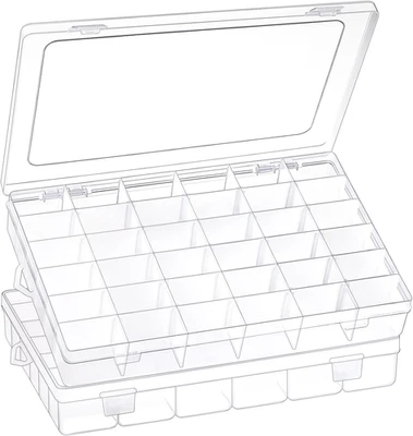 Pack de 2 36 Rejillas Caja Organizadora de Plástico Transparente con Divisores Ajustables, Pequeño Craf Foto 1 de 4