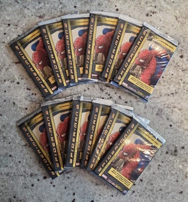 2 cartas coleccionables de películas Spider-Man 2004 - Lote de 12 paquetes sellados - Cubierta superior Foto 1 de 3