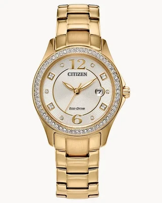 Citizen Crystal Eco-Drive Gold Tone Stainless Steel Ladies Watch FE1147-79P - image 1 of 4