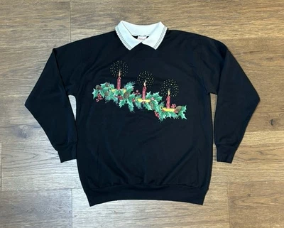 Vintage 90s Haband Ugly Christmas Sweater Holiday Candles Women’s Size M/L USA! - Image 1 of 4