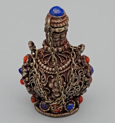 China: alte Schnupftabakflasche filigran tibetisches Silber chinese snuff bottle - Bild 1 von 4