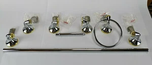 Broadway Collection Taliesen Suite 4 Set Towel Robe Paper Holder - Brass Chrome - Picture 1 of 11