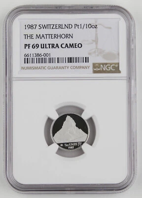Switzerland 1987 1/10 Oz Platinum Proof Coin The Matterhorn NGC PF69 Ultra Cameo - Image 1 of 4
