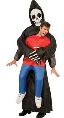 Adult Inflatable Grim Reaper Fancy Dress Costume Mens Halloween Skeleton Costume