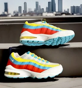NIKE AIR MAX 95 “SUMMER PACK" BLUE FURY/SUMMIT/WHITE GRADE SCHOOLERS SIZE 7Y - Picture 1 of 10