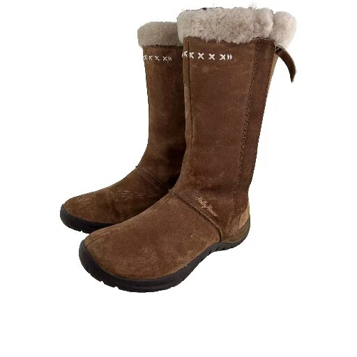 Botas altas de gamuza forradas de lana Helly Hansen para mujer EE. UU. 8 marrón puntada SAGA invierno Foto 1 de 4