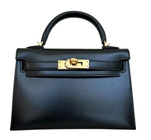 Hermes Kelly Sellier 20 Black Box Gold Hardware Bag W 2024 - Picture 1 of 13