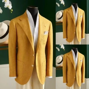 Abiti gialli da uomo business tempo libero smoking giornaliero matrimonio sposo ballo festa blazer - Foto 1 di 15