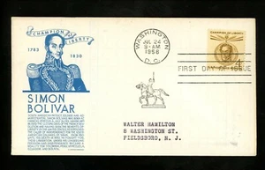 US FDC #1110 Anderson M-1 1958 Washington DC Simon Bolivar - Picture 1 of 2