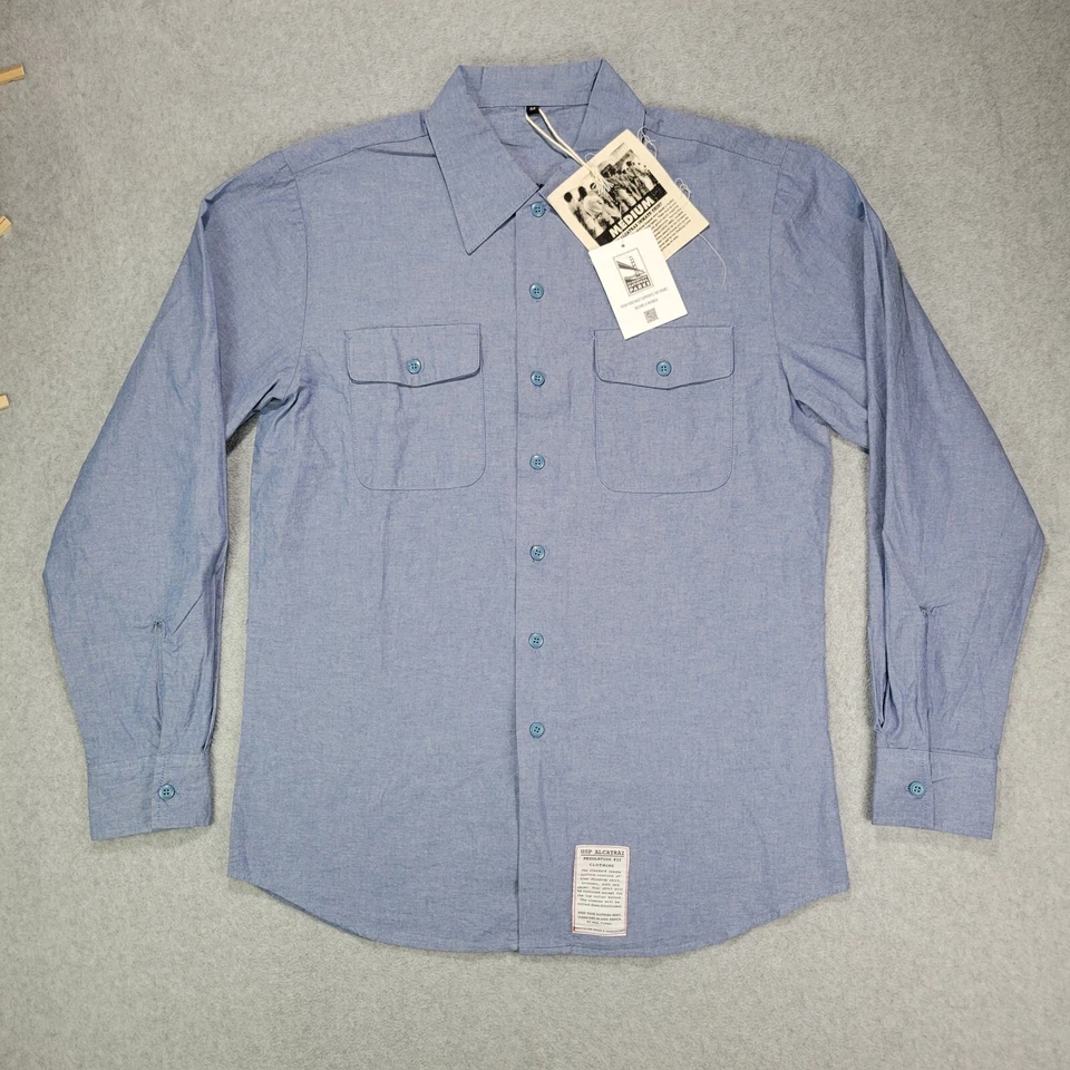 Camisa cambray ALCATRAZ U.S. Penitenciaría para hombre PRISIONERO/INMATE talla M nueva con etiquetas Foto 1 de 4