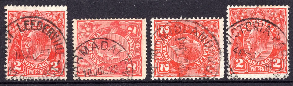 KGV 2d Red Australia LEEDERVILLE ARMADALE MIDLAND JUNCTION VICTORIA PARK WA CDS - Image 1 of 1