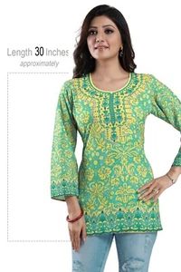 Mujeres Verde Vestido de Fiesta Étnico Kurti Túnica Kurta Informal Prenda para el torso Camisa Kurta MID539 - Imagen 1 de 9