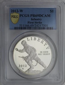 2012-W $1 Infantry Soldier Commemorative Proof Silver Dollar PCGS PR69DCAM - Picture 1 of 3