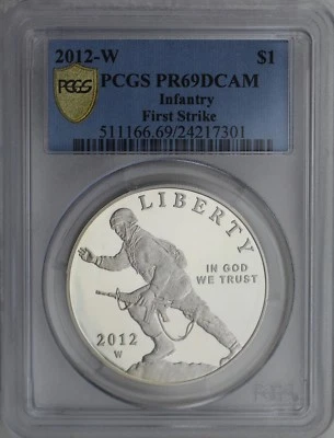 2012-W $1 Infantry Soldier Commemorative Proof Silver Dollar PCGS PR69DCAM - Image 1 of 3
