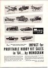 1964 modèles monogramme jouet vintage publicité plastique trousses de loisirs voitures camions avions
