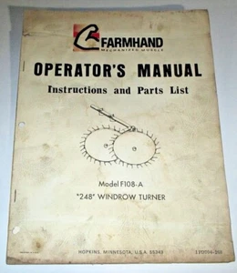 Farmhand 248 Windrow Turner Operators / Owners / Parts Manual ORIGINAL! 2/68 - Picture 1 of 3