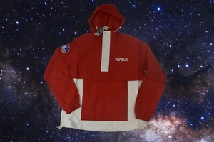 NASA Mens Anorak Hooded Windbreaker Red Jacket NWT S, M, L, XL - Picture 1 of 9