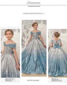 Niños Vestidos de graduación Niñas Lentejuelas Vestidos de baile Noche Fiesta Vestido Azul y blanco - Imagen 1 de 11