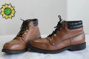 Vintage 70's HY-TEST Men's ST Work Brown Leather Boots. Size 8.5 D Made in USA. - Picture 1 of 12