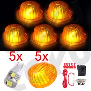 5X Car Clearance LED Cab Marker Amber Cover/ +Free Bulbs W/ Wiring Pack For CHEV