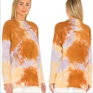WE the FREE PEOPLE Be Free Tie Dye Lilac Woods Mock Neck Oversize Tee M = 8/10 - Picture 1 of 18