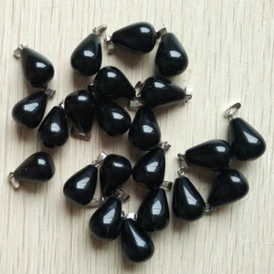Natural Black Obsidian stone drop Charms Pendants 50pcs/lot  Wholesale - Picture 1 of 3