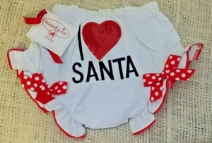 Neu mit Etikett Mud Pie Baby "I Love Santa" Baby Unterhose 12-18 Monate Windelhülle Pailletten - Bild 1 von 6
