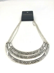 NL7617 DESIGNER INSPIRED SILVER TONE METAL CHAIN NECKLACE - Picture 1 of 1