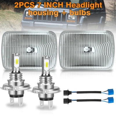 For 1978-1981 Pontiac LeMans 7" inch Square Headlight Housing + bulbs - Image 1 of 4