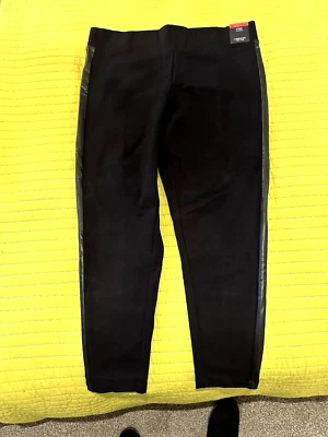 M&S Black  faux leather stripe jodhpur legging trousers 18 short - Image 1 of 4